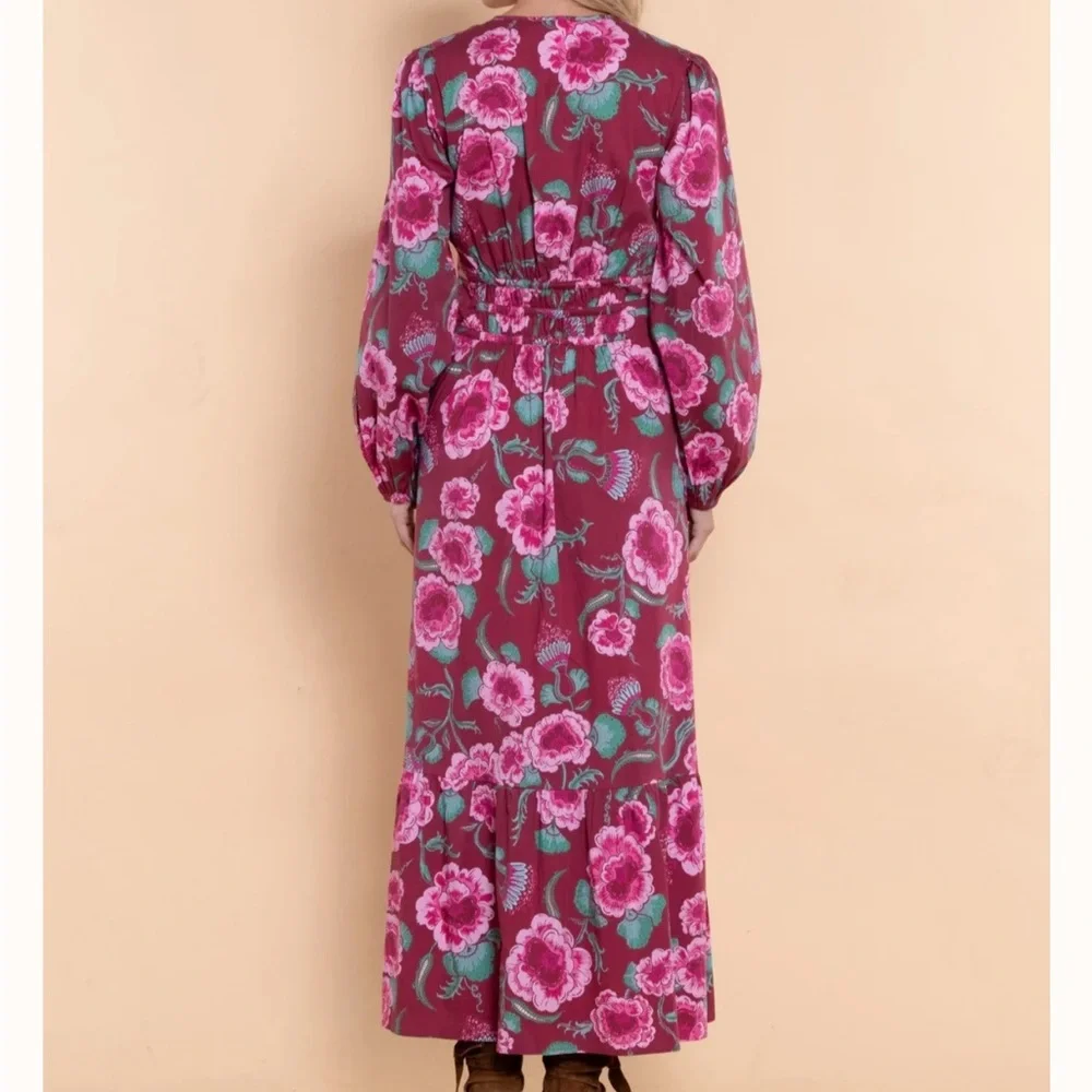 Sheradon French Eloise dress long sleeve in mulberry flora size XS NWT